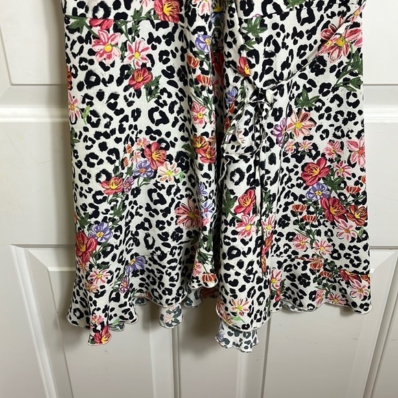 Zara Cheetah Floral Wrap Mini Dress 90s Y2K Size XS - Picture 6 of 11